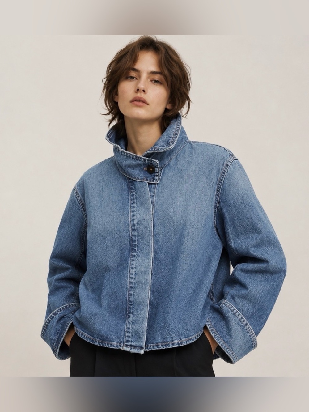 Zara TRF High Collar Denim Jacket
